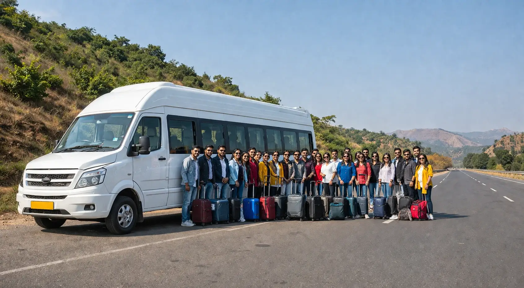 20 to 26 seater tempo traveller on rent in Delhi for large groups