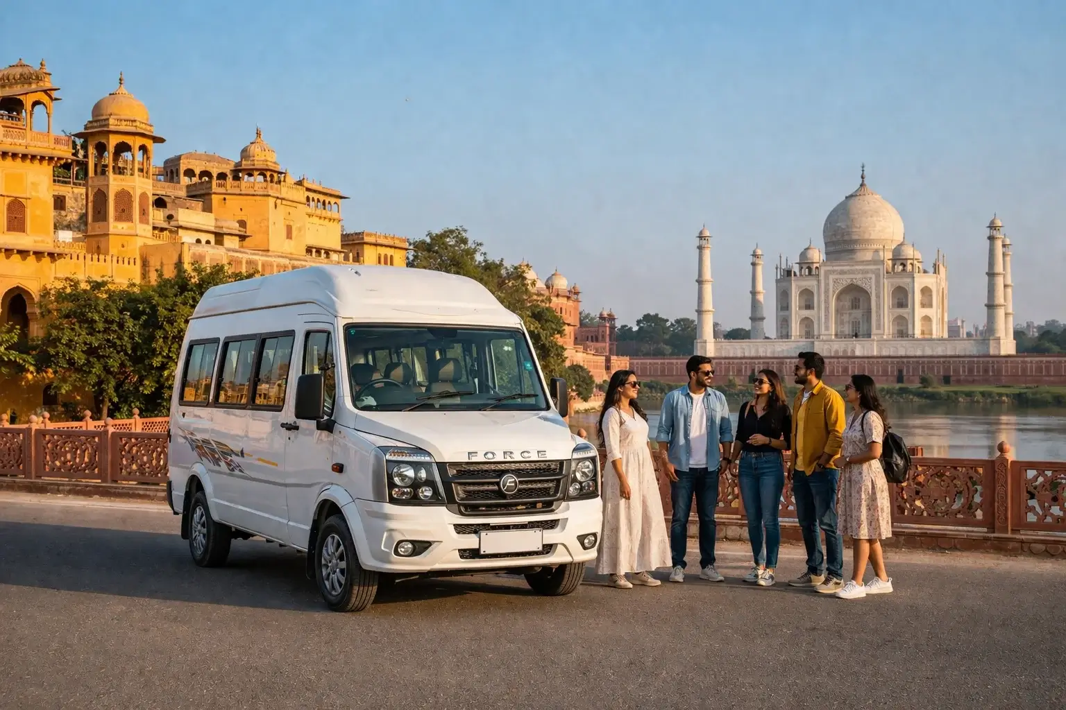 9 seater tempo traveller delhi to agra jaipur trip