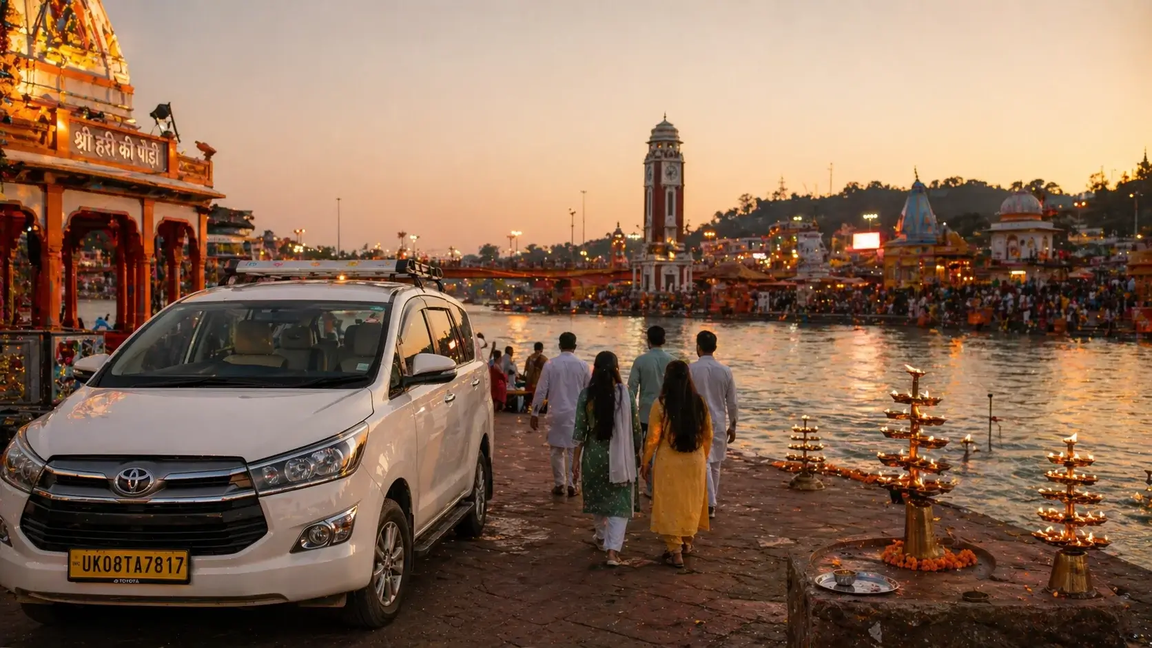 haridwar ghat stop delhi to rishikesh taxi journey ganga aarti