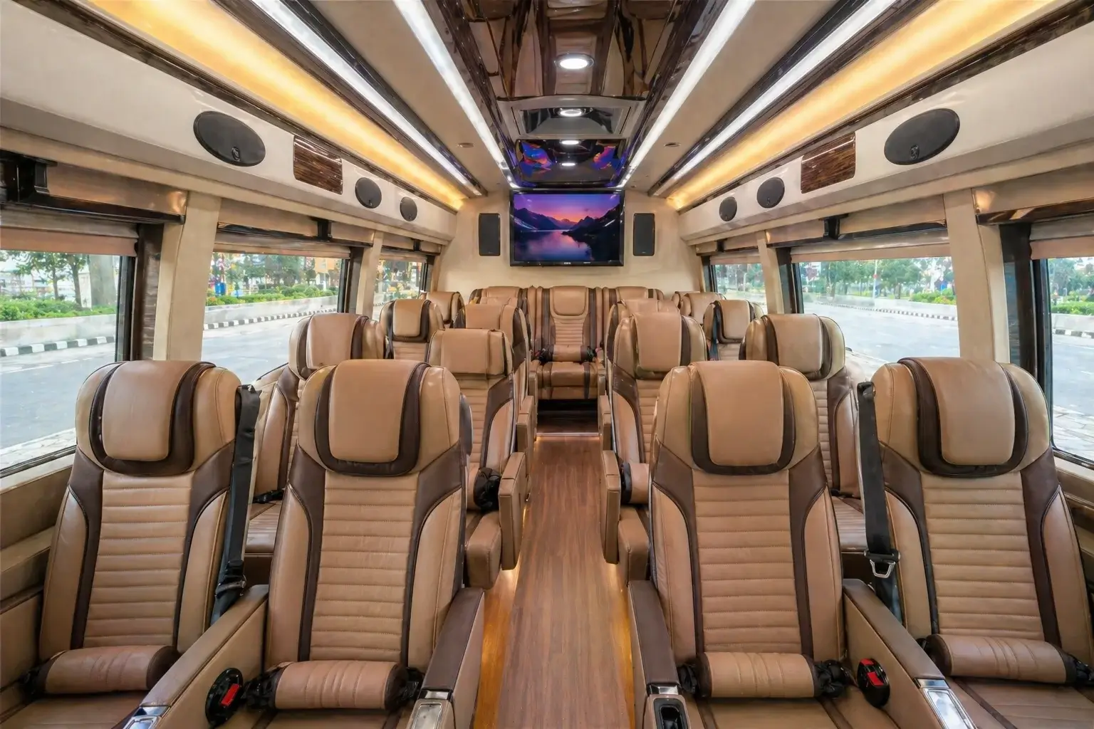 maharaja 20 seater tempo traveller interior luxury seating Delhi