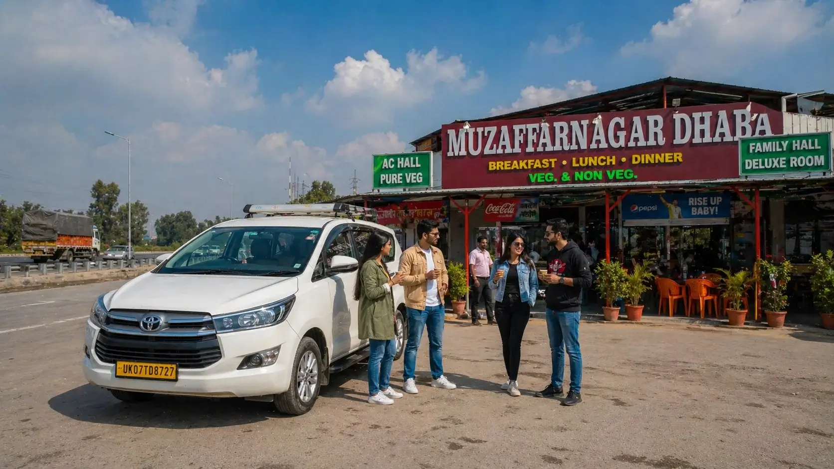 muzaffarnagar dhaba stop on delhi to rishikesh taxi route
